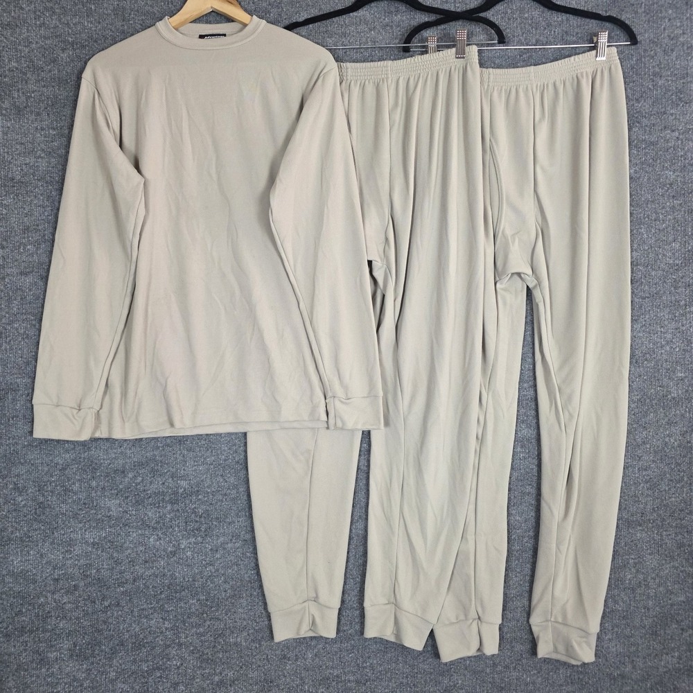 Advantage Wear & Gear Thermal Set 3 Pc L‎ Tan Long Johns Pants Long Sleeve Shirt